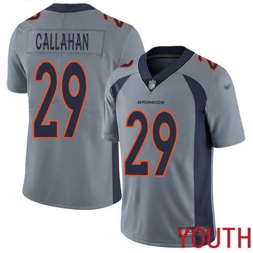 Youth Denver Broncos #29 Bryce Callahan Limited Silver Inverted Legend Football NFL Jersey